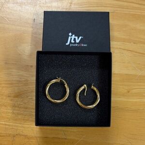 JTV Gold Twisted Hoop Earrings - Women's Jewelry